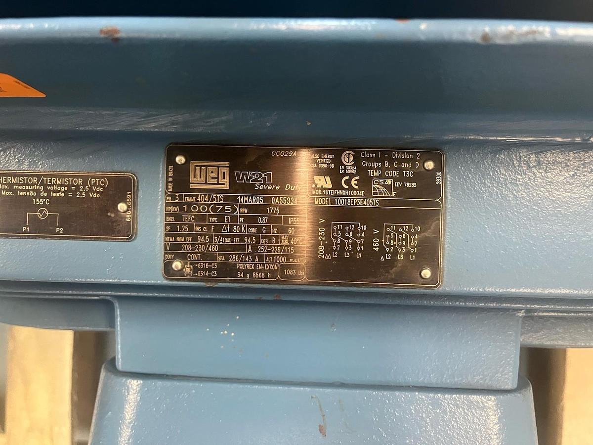 WEG,10018EP3E405TS,W21 SEVERE DUTY MOTOR 100HP 1775RPM 3PH 404TS 405TS