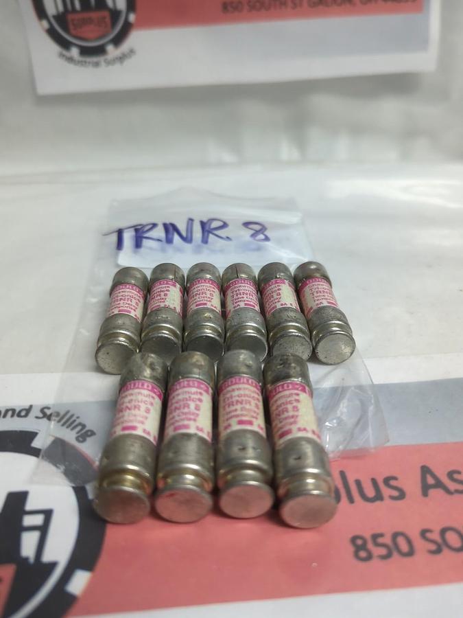 Used GOULD SHAWMUT,TRN-R8,TRI-ONIC 8 AMP FUSE LOT OF 10 PRE-OWNED