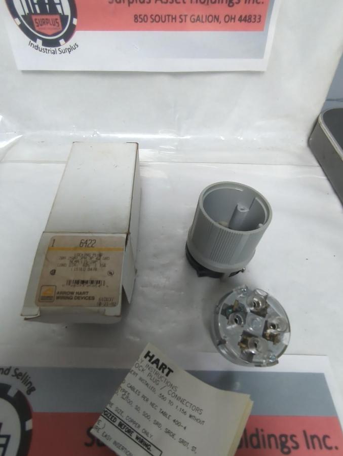 ARROW HEART,6422,LOCKING PLUG NEMA 1 15-20P 250V 20A 3PH 3P 4W NOS