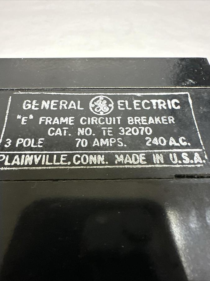 Used GE,TE32070,70 Amp 3 Pole Molded Circuit Breaker "E" Frame