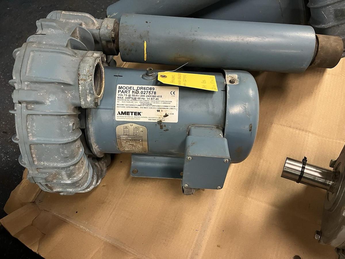 Used AMETEK,DR6D89,REGENERATIVE BLOWER 5HP 3PH