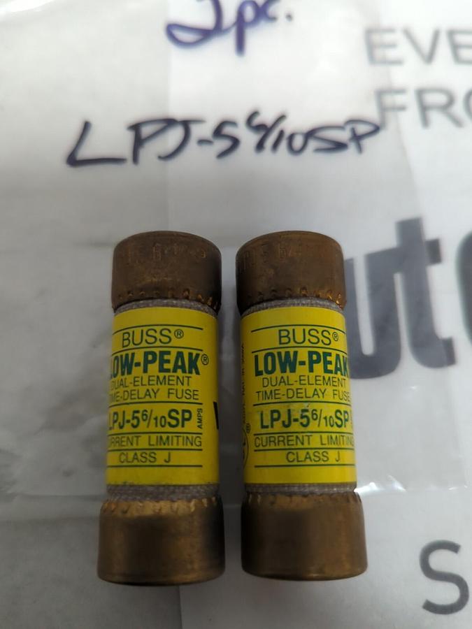 COOPER BUSSMANN,LPJ-5-6/10SP,LOW-PEAK 5-6/10 AMP FUSE LOT OF 2 NOS