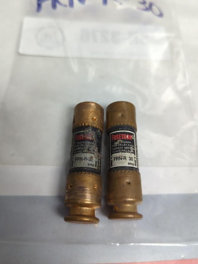 Used COOPER BUSSMANN,FRN-R-30,FUSETRON 30 AMP FUSE LOT OF 2 PRE-OWNED