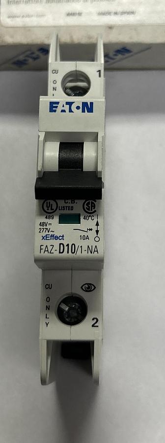 Used EATON,FAZ-D10/1-NA-SP,MINIATURE CIRCUIT BREAKER 10A 277V 1P NEW
