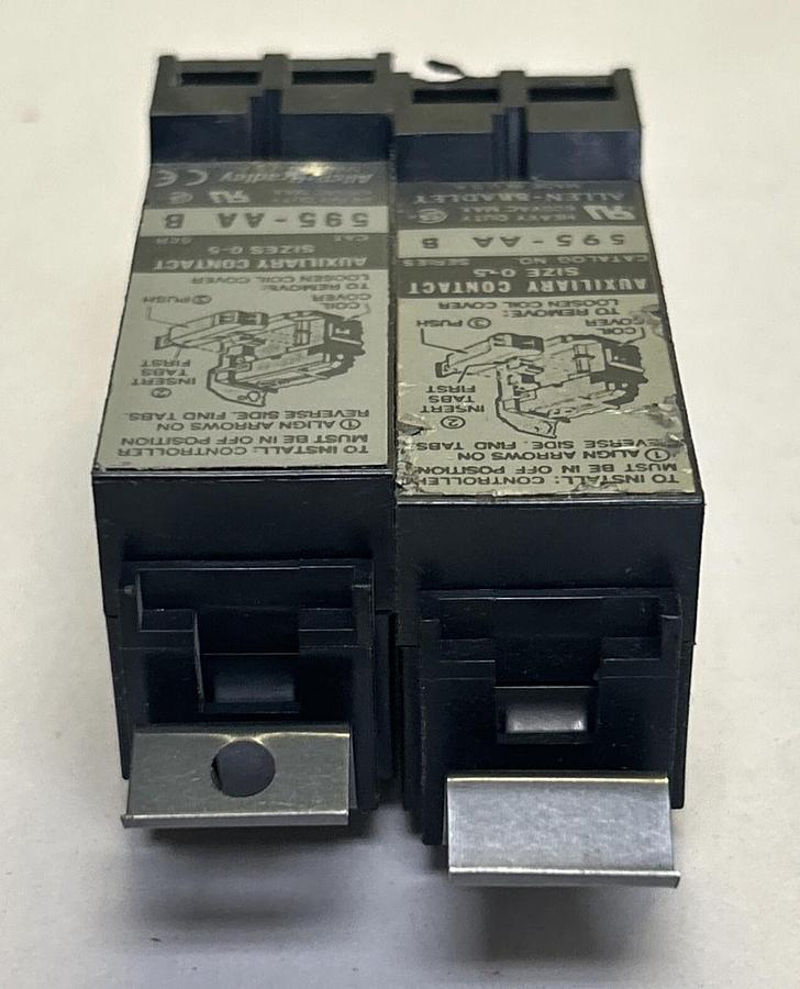 Used ALLEN BRADLEY,595-AA,AUXILIARY CONTACT SIZE 0-5 LOT OF 2