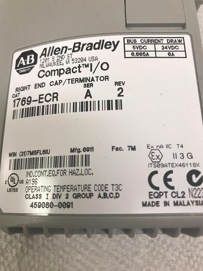 Used Allen Bradley,1769-ECR,Compact I/O Right End Cap