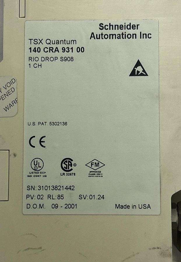 Used SCHNEIDER,140CRA93100,RIO DROP ADAPTOR MODULE