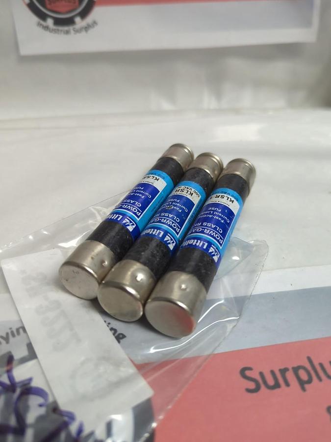 Used LITTELFUSE,KLSR15,POWR-GARD 15 AMP FUSE LOT OF 3 PRE-OWNED