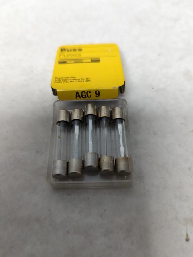 COOPER BUSSMANN,AGC 9,GLASS FUSES PACK OF 5 NOS