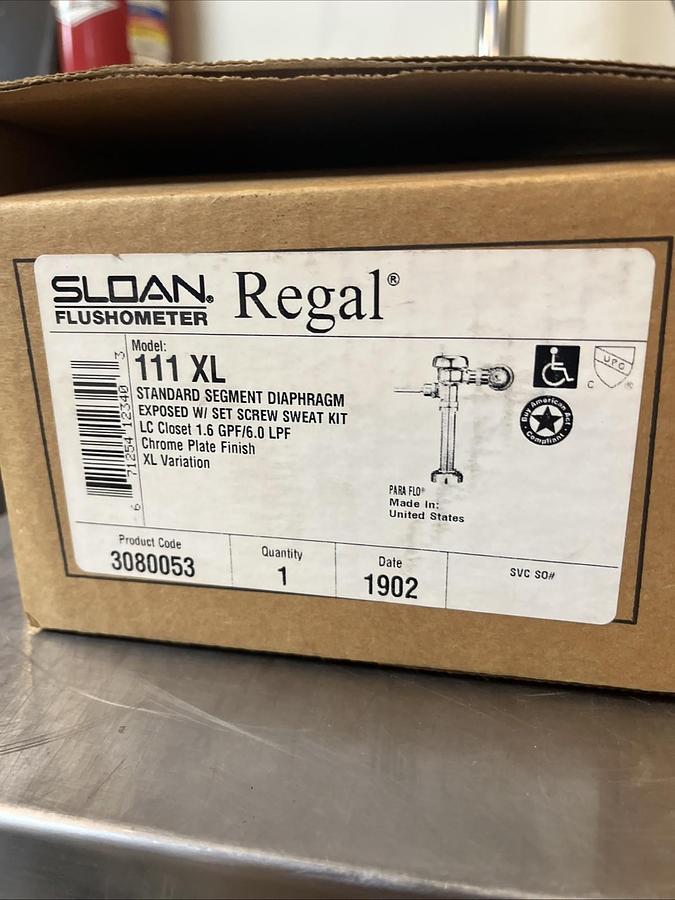 SLOAN FLUSHOMETER,111-XL,STANDARD SEGMENT DIAPHRAGM EXPOSED SET SCREW SWEAT KIT