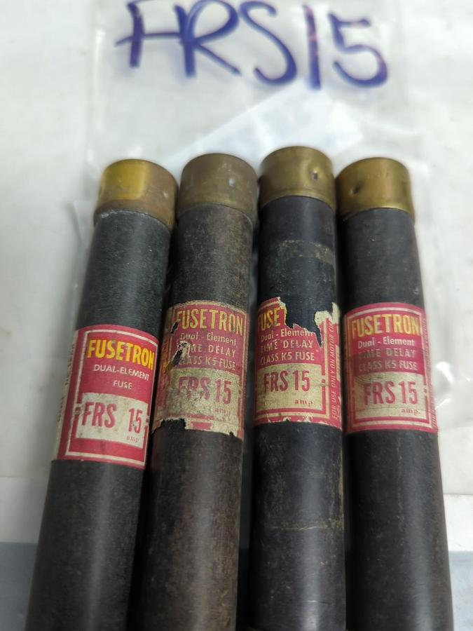 Used COOPER BUSSMANN,FRS-15,FUSETRON 15 AMP FUSE LOT OF 4 PRE-OWNED