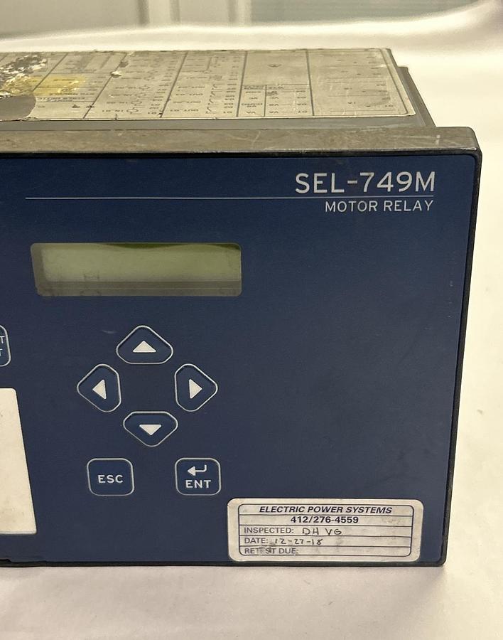 Used SEL,SEL-749M,MOTOR RELAY PROCESS CONTROL UNIT