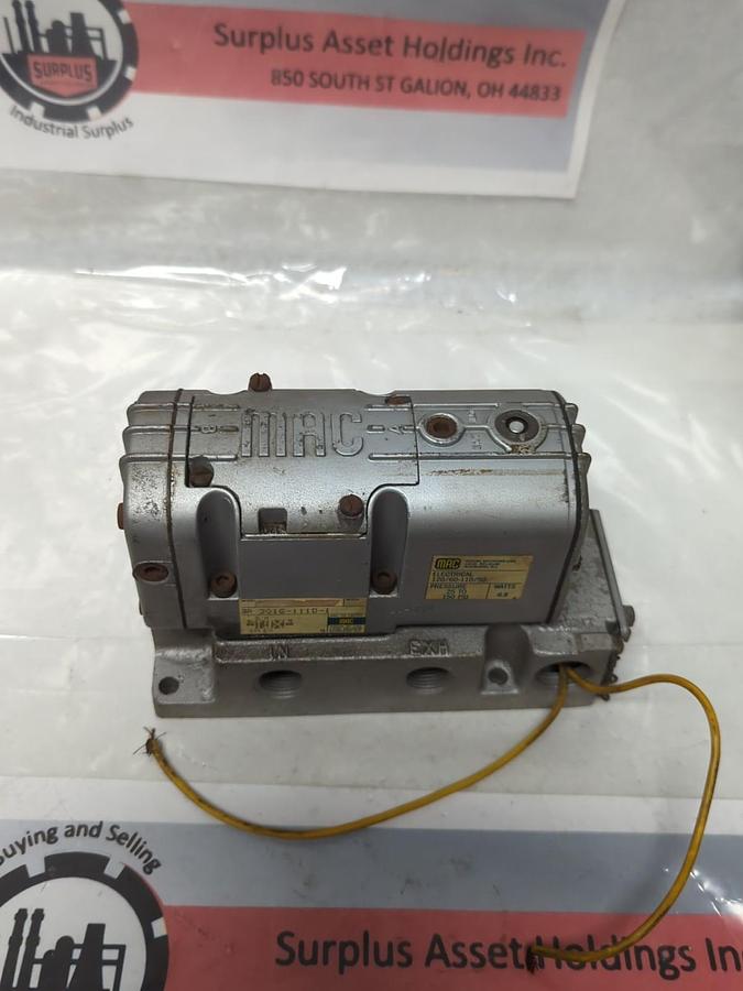 Used MAC,301G-111D-1,SOLENOID VALVE W/ MANIFOLD 150 PSI 6.8 WATT 120/110V 60/50HZ