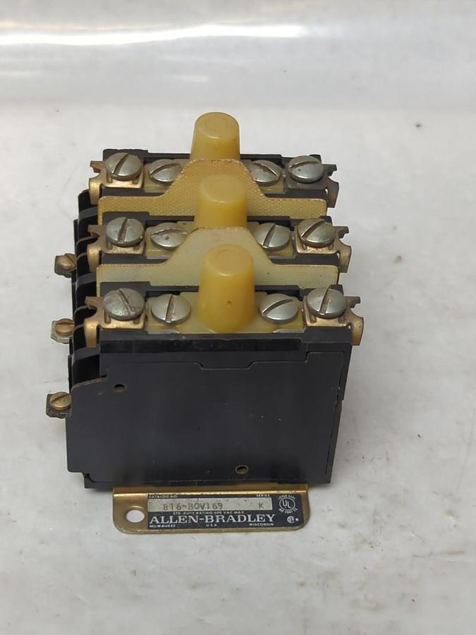 Used ALLEN BRADLEY,816-BOV169,SERIES K INDUSTRIAL CONTROL SYSTEM RELAY PRE-OWNED