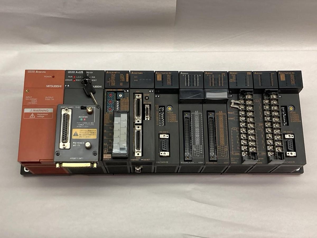 Used Mitsubishi,A1S61PN,PLC Rack w/ A2USHCPU-S1 A1SX41 A1SY41 A1SD61 A1SD75M2