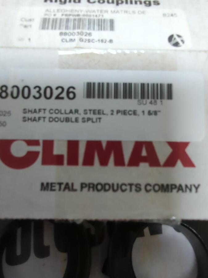 CLIMAX,G2SC-162-B,1-5/8 INCH SHAFT COLLAR  DOUBLE SPLIT BOX OF 5 NEW