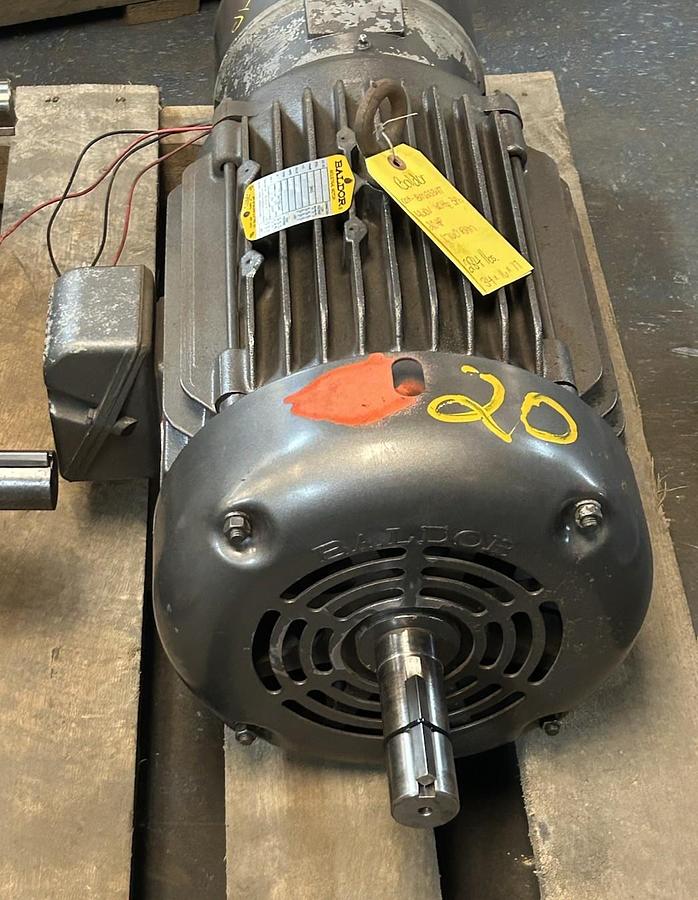 Used BALDOR,BM2334T,BRAKE MOTOR 20HP 230/460V 1760RPM 3PH 256T FR 108708100GQF BRAKE