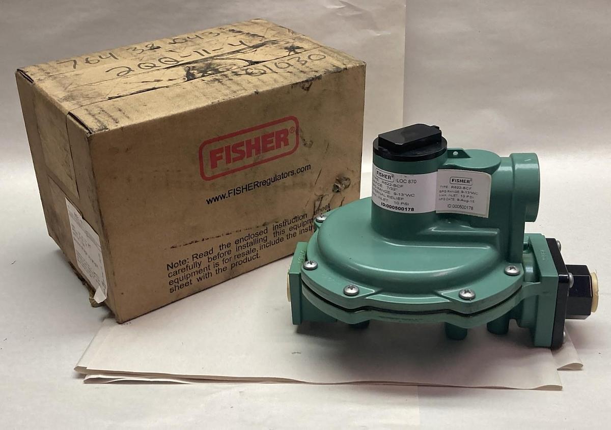 Used Fisher,R622-BCF,2nd Stage LP Regulator 1/2" FPT Inlet x 1/2" FPT Outlet 10psi