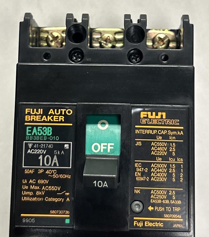 FUJI ELECTRIC,EA53B,CIRCUIT BREAKER 10A 3P NOS