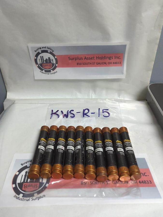Used COOPER BUSSMANN,KWS-R-15,LIMITRON 15 AMP FUSE LOT OF 10 PRE-OWNED