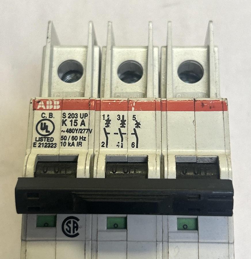 Used ABB,S203UP,CIRCUIT BREAKER 15A 277V 3P
