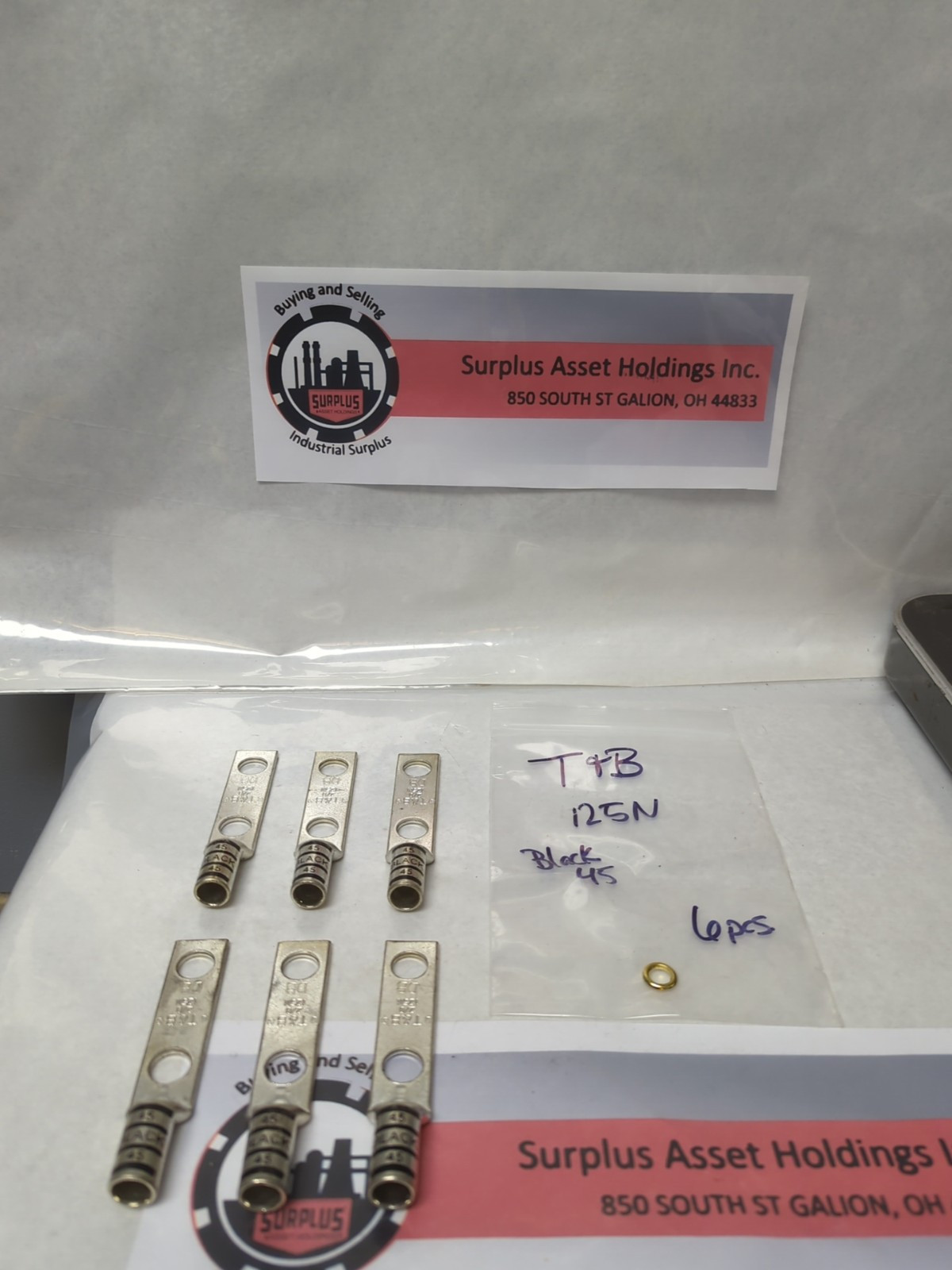 T&B,125N,COMPRESSION LUG 2-HOLE BLACK 45 LOT OF 6 NOS