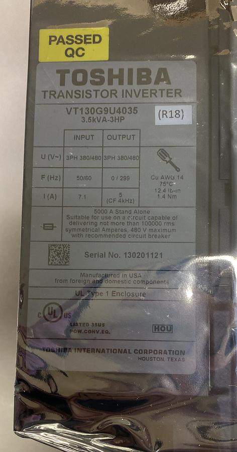 Used TOSHIBA,VT130G9U4035,TRANSISTOR INVERTER REFURBISHED
