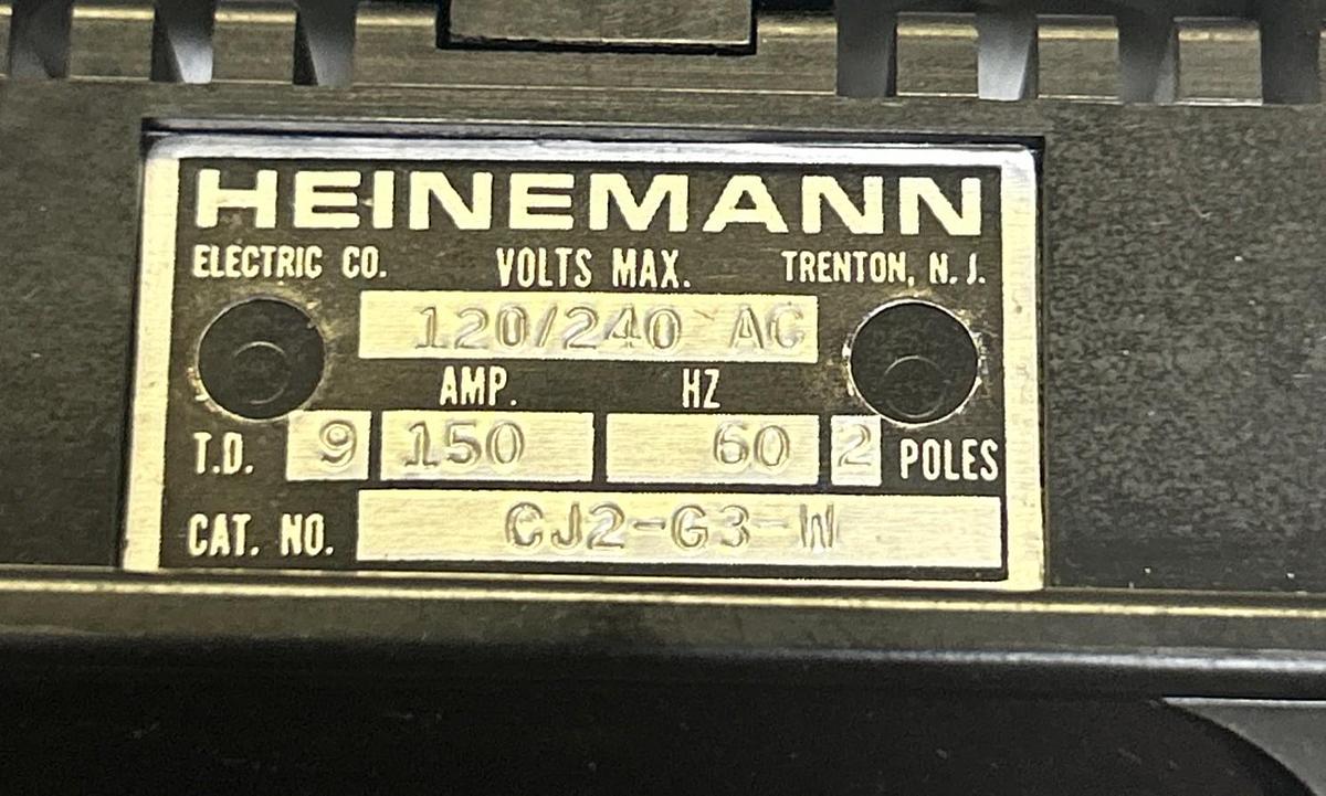 Used HEINEMANN,CJ2-G3-W,CIRCUIT BREAKER 150A 120/240V 2P