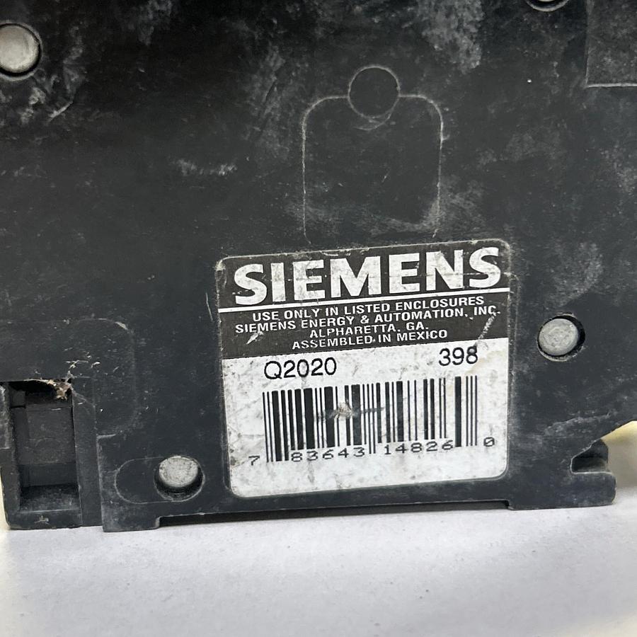 Used SIEMENS,Q2020,TANDEM CIRCUIT BREAKER 20A 120/240V 2P LOT OF 4