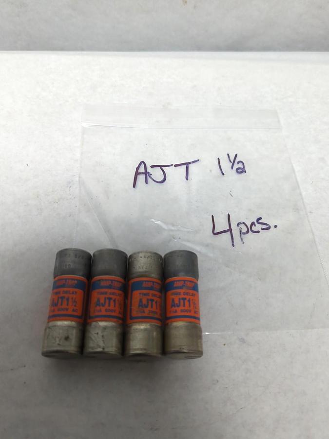 Used GOULD SHAWMUT,AJT 1-1/2,AMP-TRAP 1-1/2 AMP FUSE LOT OF 4 PRE-OWNED