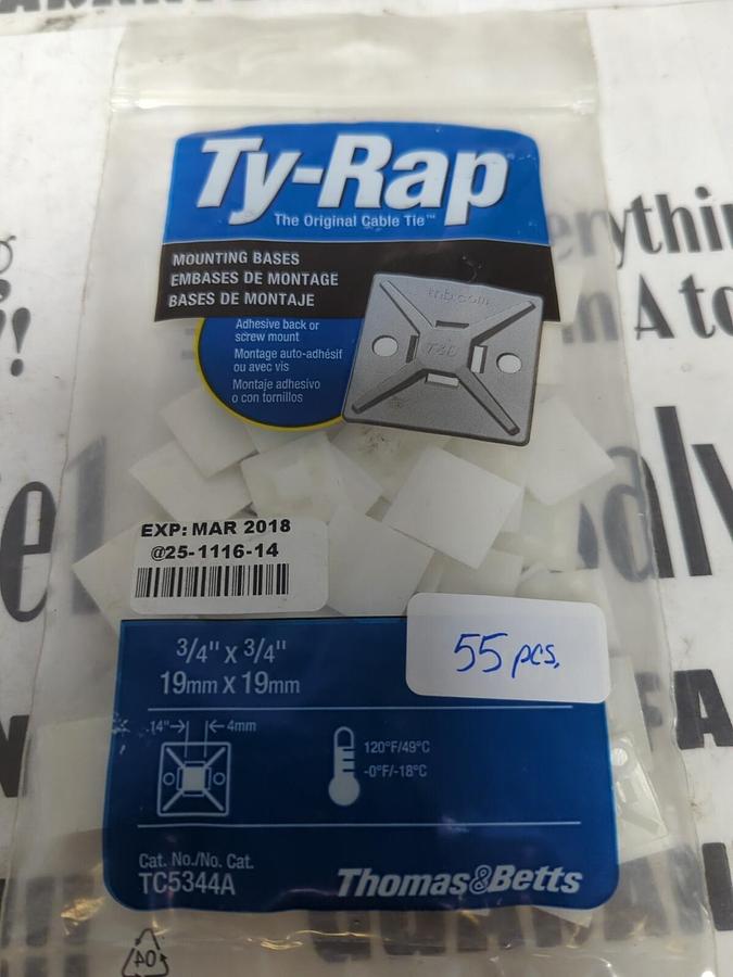 THOMAS&BETTS,TC5344A,NYLON 4-WAY CABLE MOUNT BASE SCREW SIZE #8 LOT OF 55..NOS