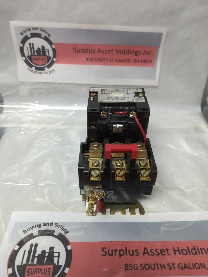 Used SQUARE D,8536SB02S,MAGNETIC MOTOR STARTER SERIES A SIZE 0 120V 60HZ