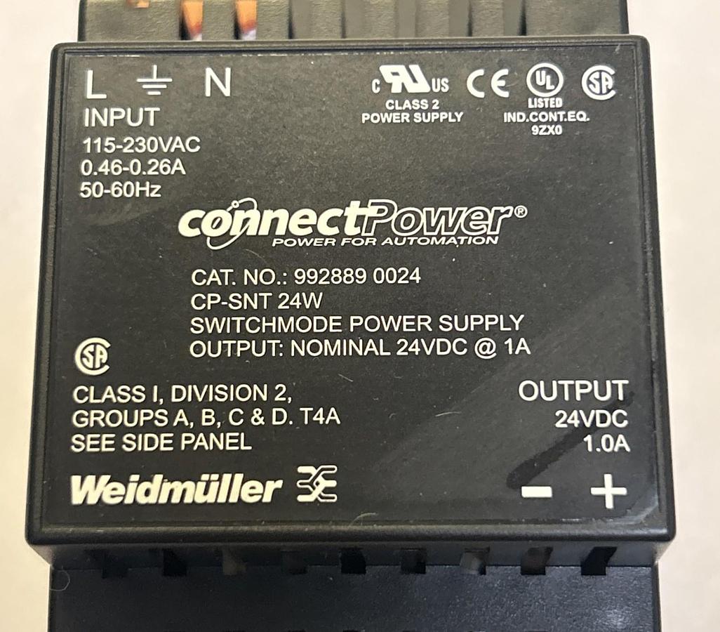 Used WEIDMULLER,928890024,SWITCHMODE POWER SUPPLY