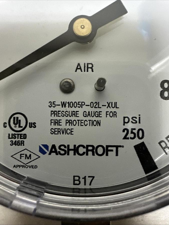Used Ashcroft,35W1005PH 02L XUL,3-1/2" Polycabonate 0/80 PSI Retard 250PSI