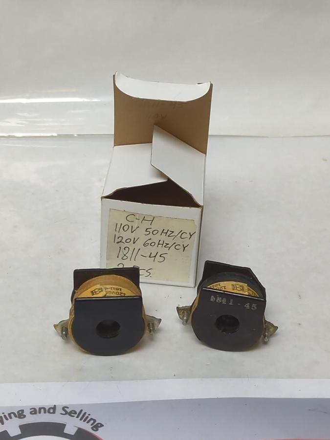 Used CUTLER-HAMMER,1811-45,COIL 110V 50HZ/CY 12OV 60HZ/CY LOT OF 2 PRE-OWNED