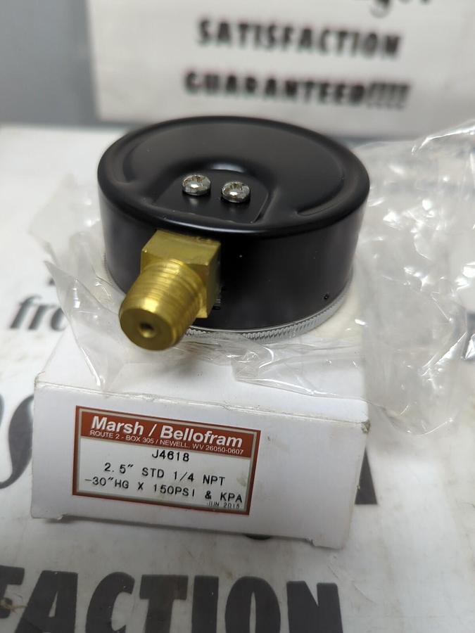 MARSH BELLOFRAM,J4618,2.5 INCH STD 1/4 NPT PSI GAUGE NEW