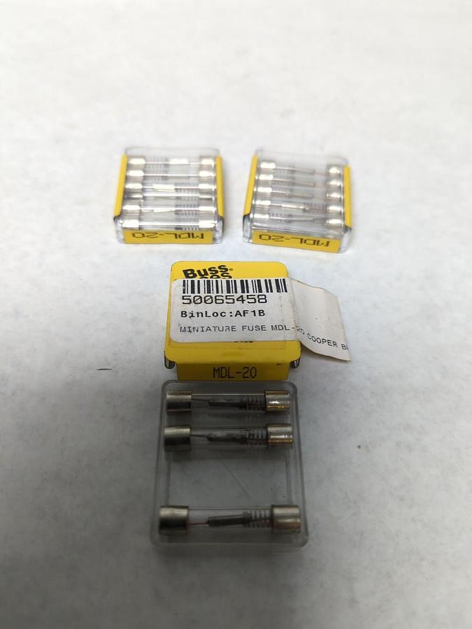 COOPER BUSSMANN,MDL-20,GLASS FUSES LOT OF 13 NOS