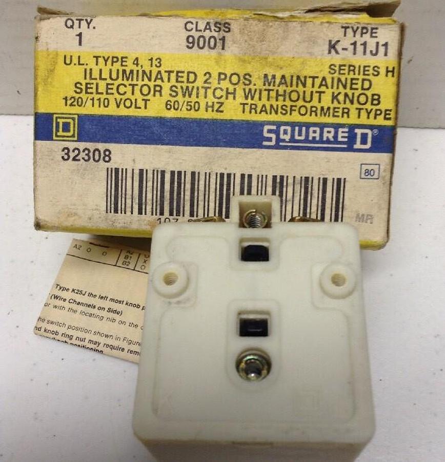 Square D,9001K-11J1,Series H Illuminated 2 Position Maintained Selector