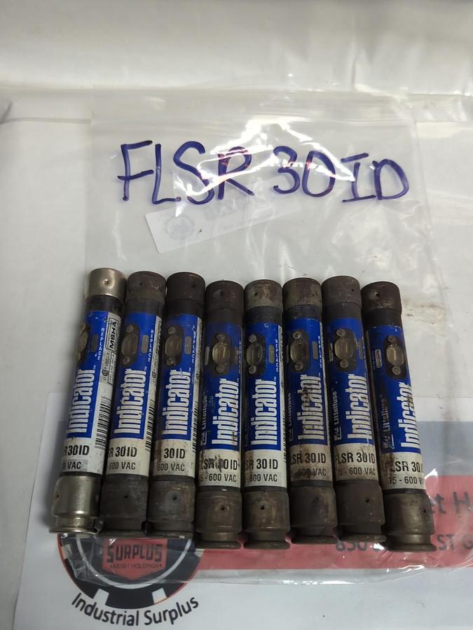 Used LITTELFUSE,FLSR30ID,INDICATOR 30 AMP FUSE LOT OF 8 PRE-OWNED