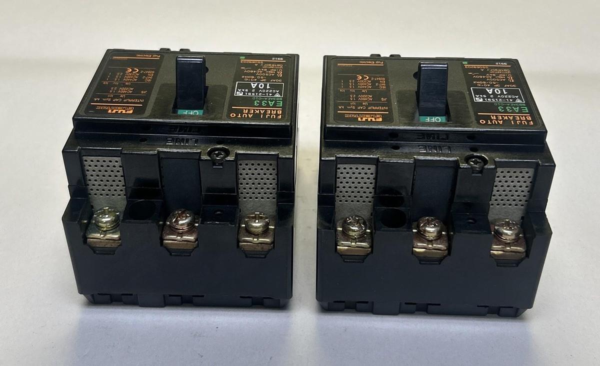 Used FUJI ELECTRIC,BB3AEA-010,CIRCUIT BREAKER 10A 220V 3P LOT OF 2