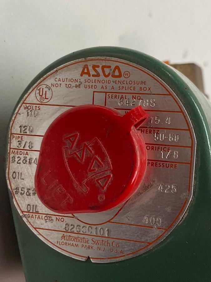 Used Asco,826916,Solenoid Valve 110-120V 3/8 Inch