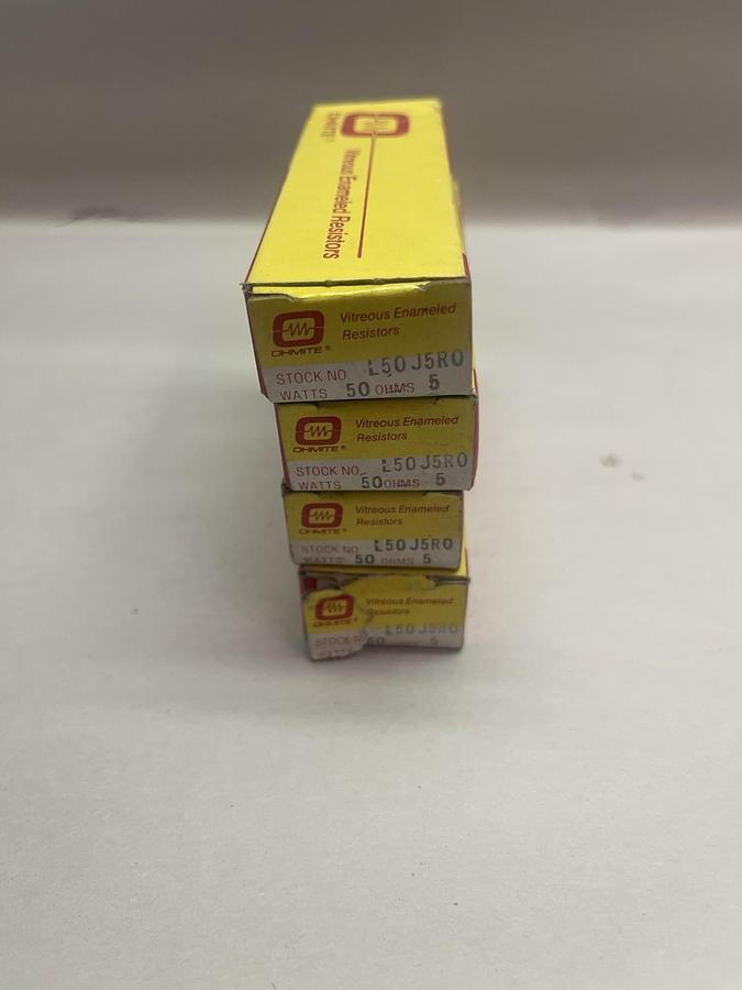 OHMITE,L50J5R0,RESISTOR 50 WATTS 5 OHMS LOT OF 4