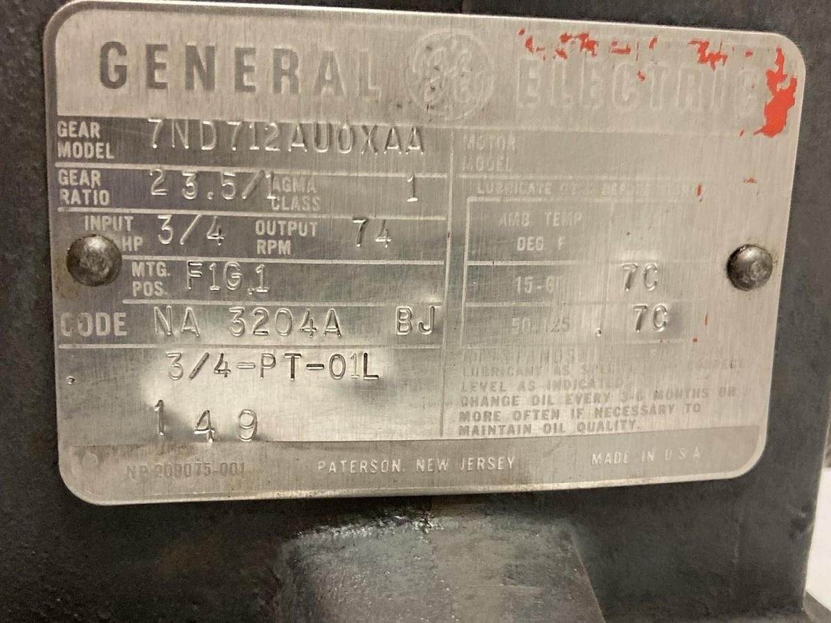 Used General Electric,7ND712AU0XAA,Gear Speed Reducer 75RPM w/Sterling Motor