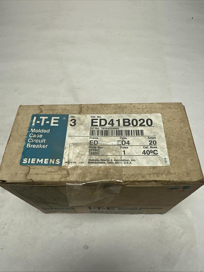 ITE,ED41B020,20 Amp Single Pole Circuit Breaker BOX of 3 NOS