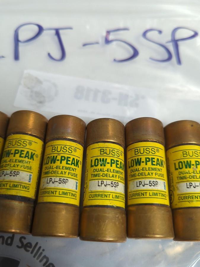 Used COOPER BUSSMANN,LPJ-5SP,LOW-PEAK 5 AMP FUSE LOT OF 7 PRE-OWNED