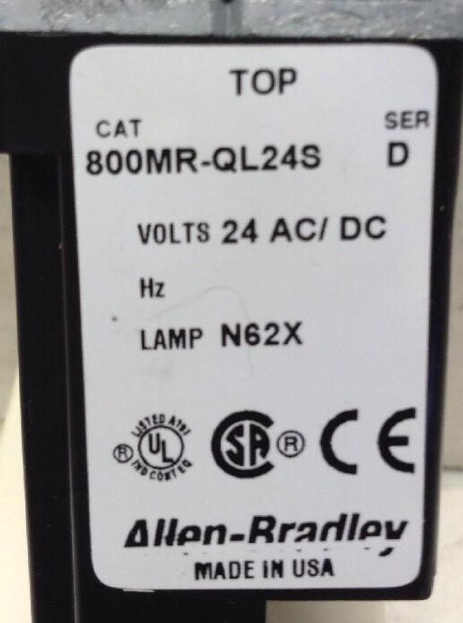 Allen-Bradley,800MR-QL24GS,Series D Small Round Pilot Light Green LED Lens 120V
