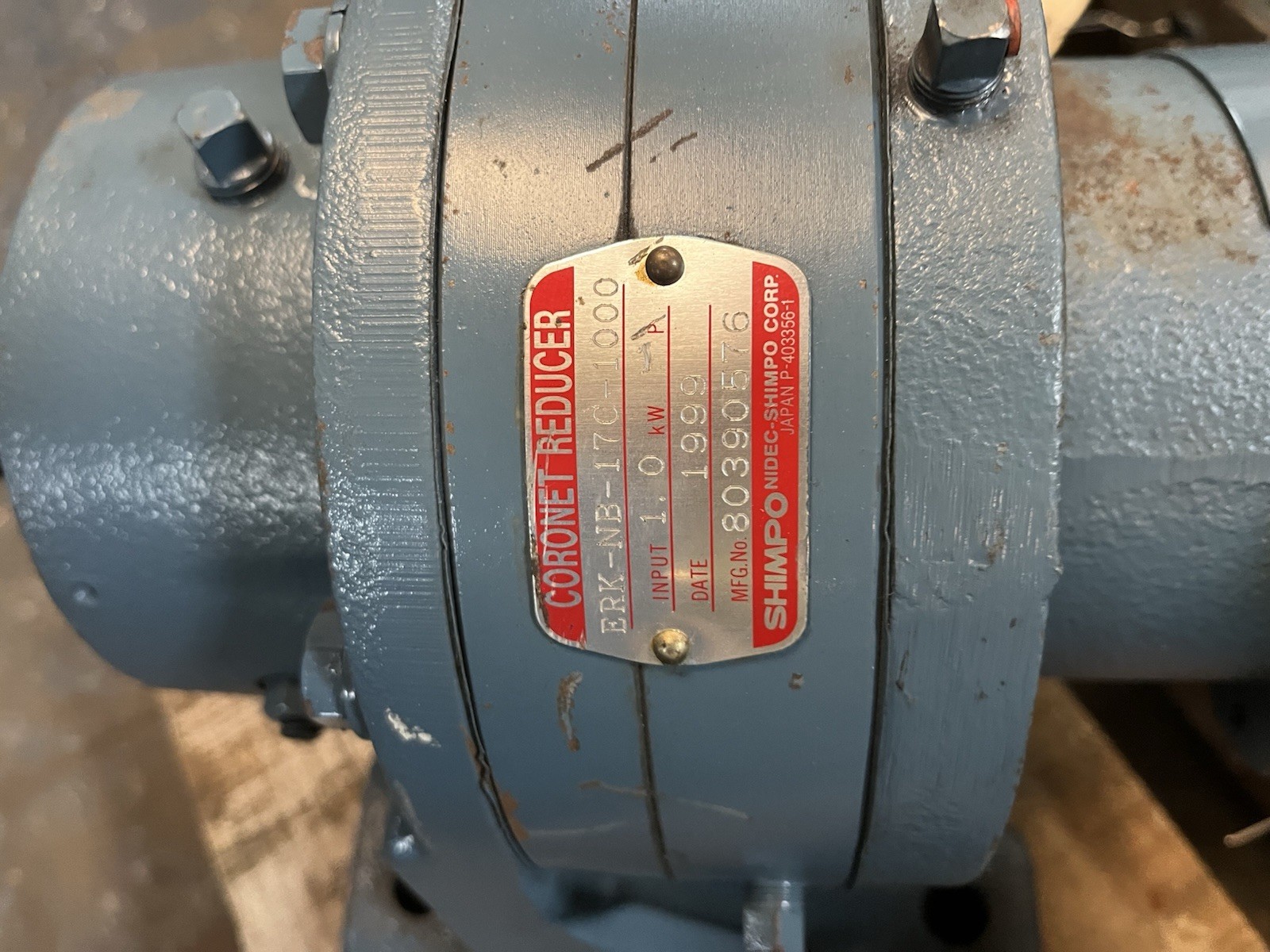 Used NIDEC-SHIMPO,ERK-NB-17C-1000,CORONET REDUCER
