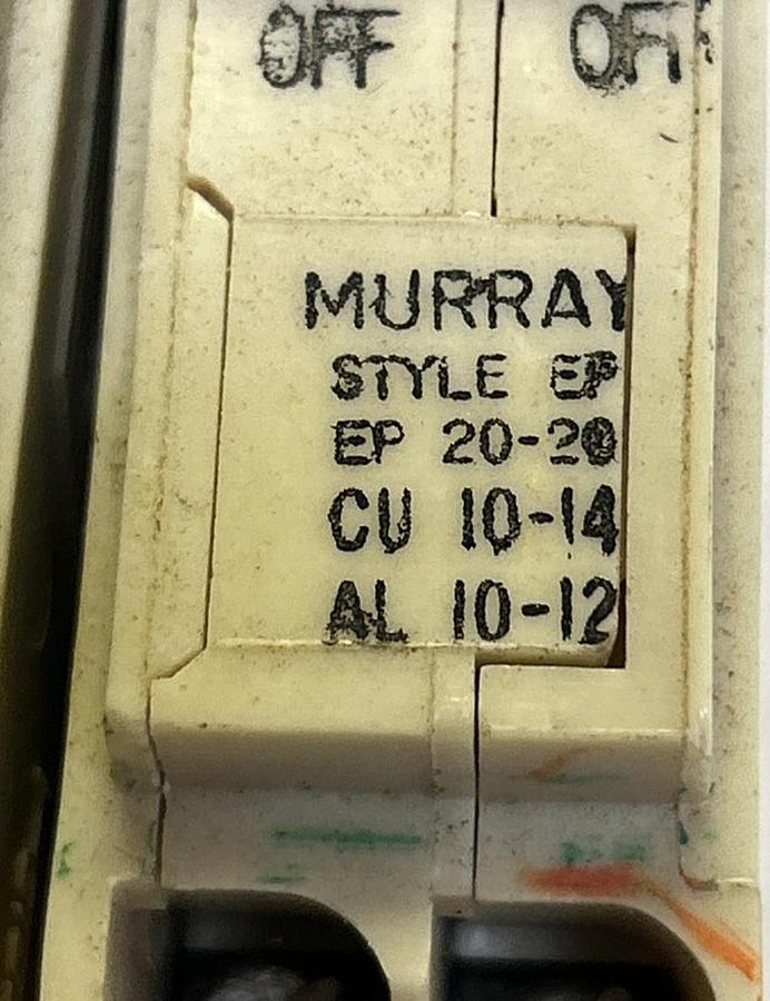 Used MURRAY,EP2020,TWIN TANDEM CIRCUIT BREAKER 20A 120/240V 2P LOT OF 2