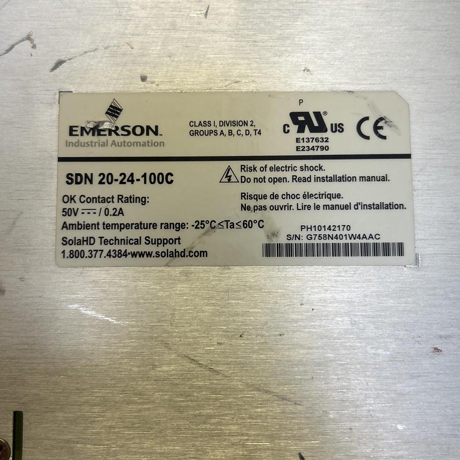 Used EMERSON,SDN20-24-100C,POWER SUPPLY