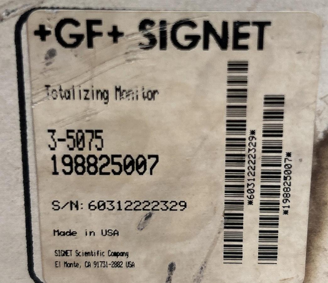 GEORG FISCHER SIGNET,3-5075,FLOW METER 0-8 GPM NOS